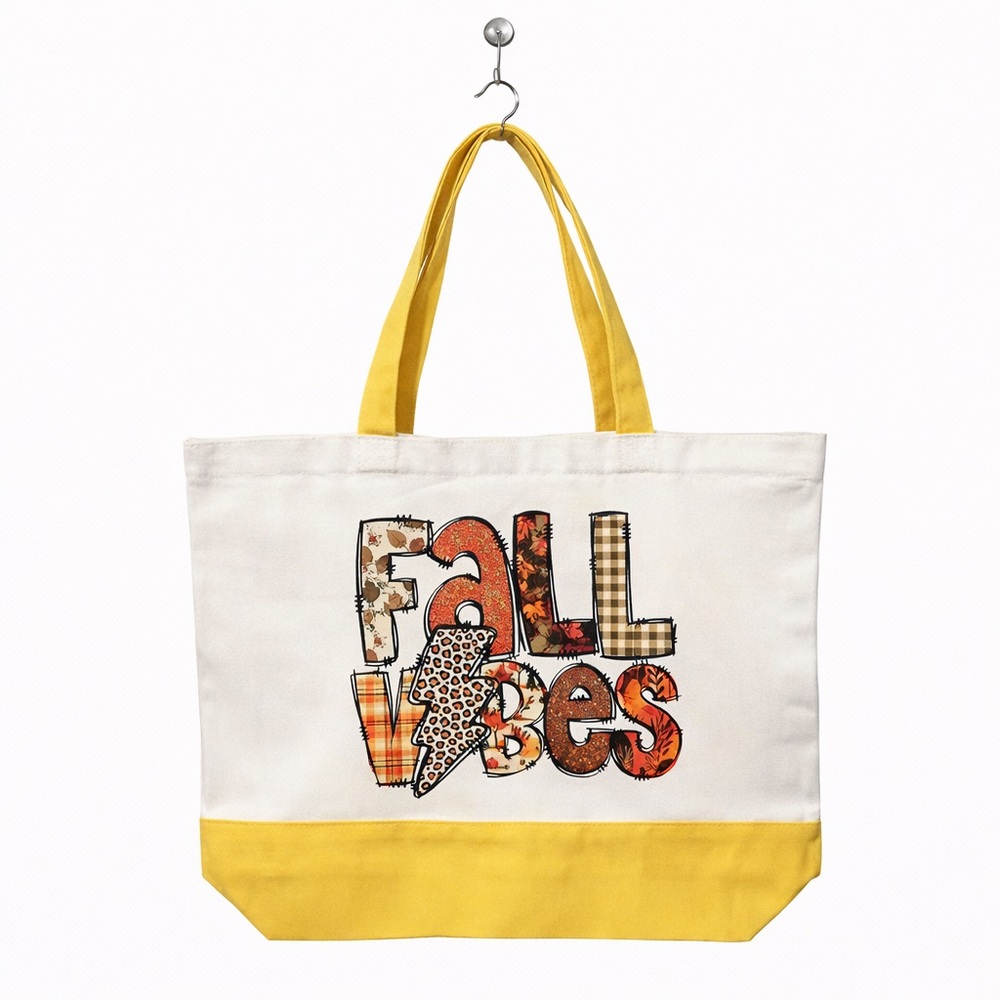 “Fall Vibes” / Fall Canvas Tote Bag - Fall/Autumn Design